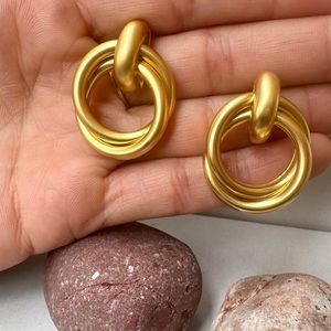 Chunky Matte Gold Plated Minimalist Hoop Earrings